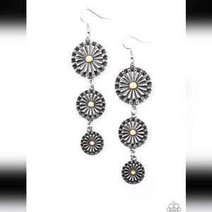 Festively Floral Yellow Earrings Dangling Fashion Jewelry Paparazzi